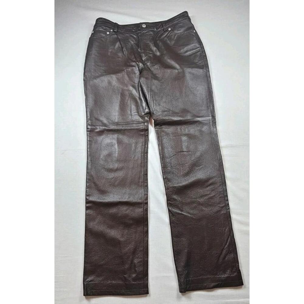 Newport News Jeanology 100% Leather Pants Brown Women’s Size: 10